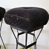 Five brass bar stools and vintage black metal 80s