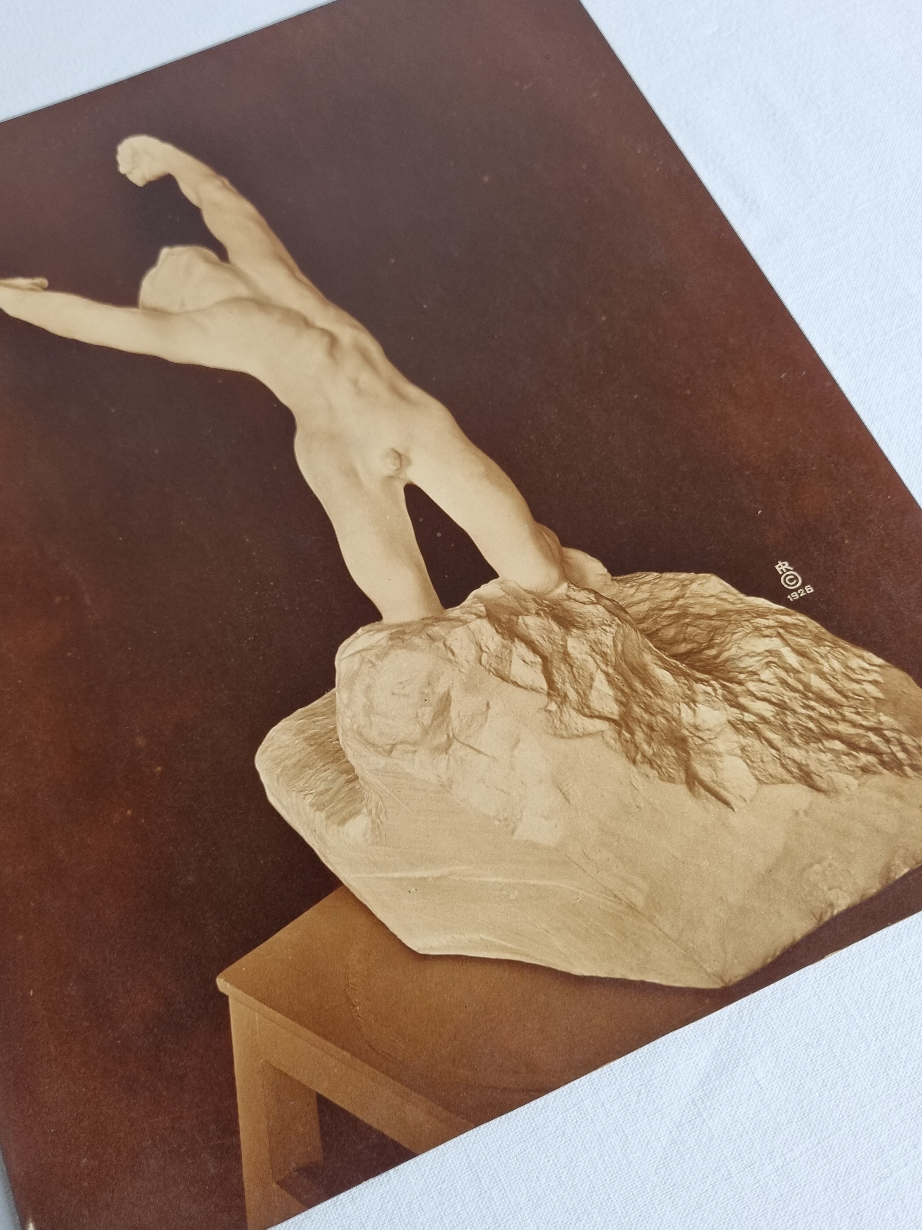 Photo frame, the prodigal son after Rodin, 1936