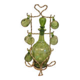 Napoleon III enameled liquor service with gilded brass basket