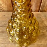 Italian Empoli carafe in amber brown bubbled glass. 1970s.