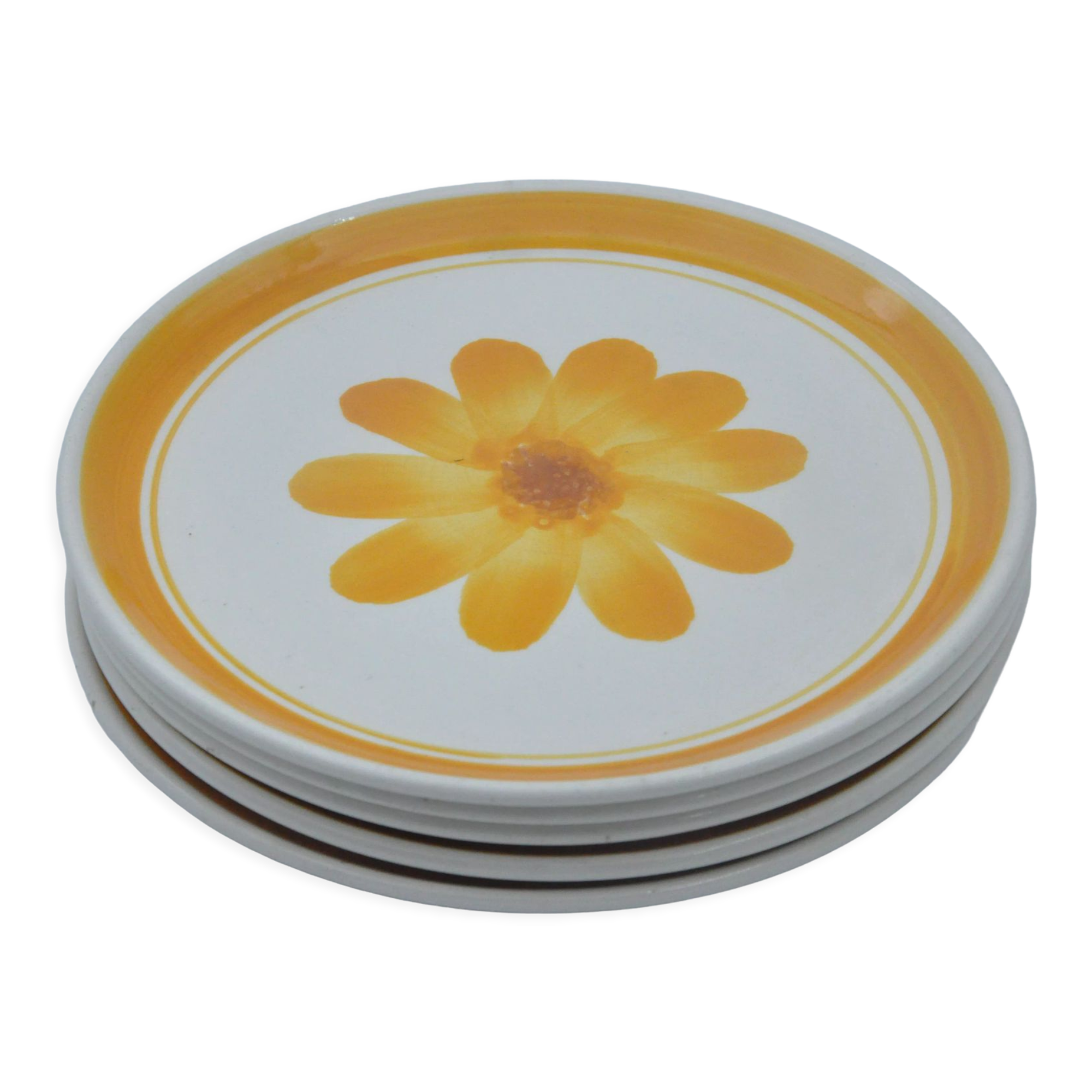 Old service 5 plates sarreguemines model roseline collection art table