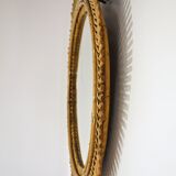 Sun mirror in rattan and bamboo, Italy 1960's 53cm