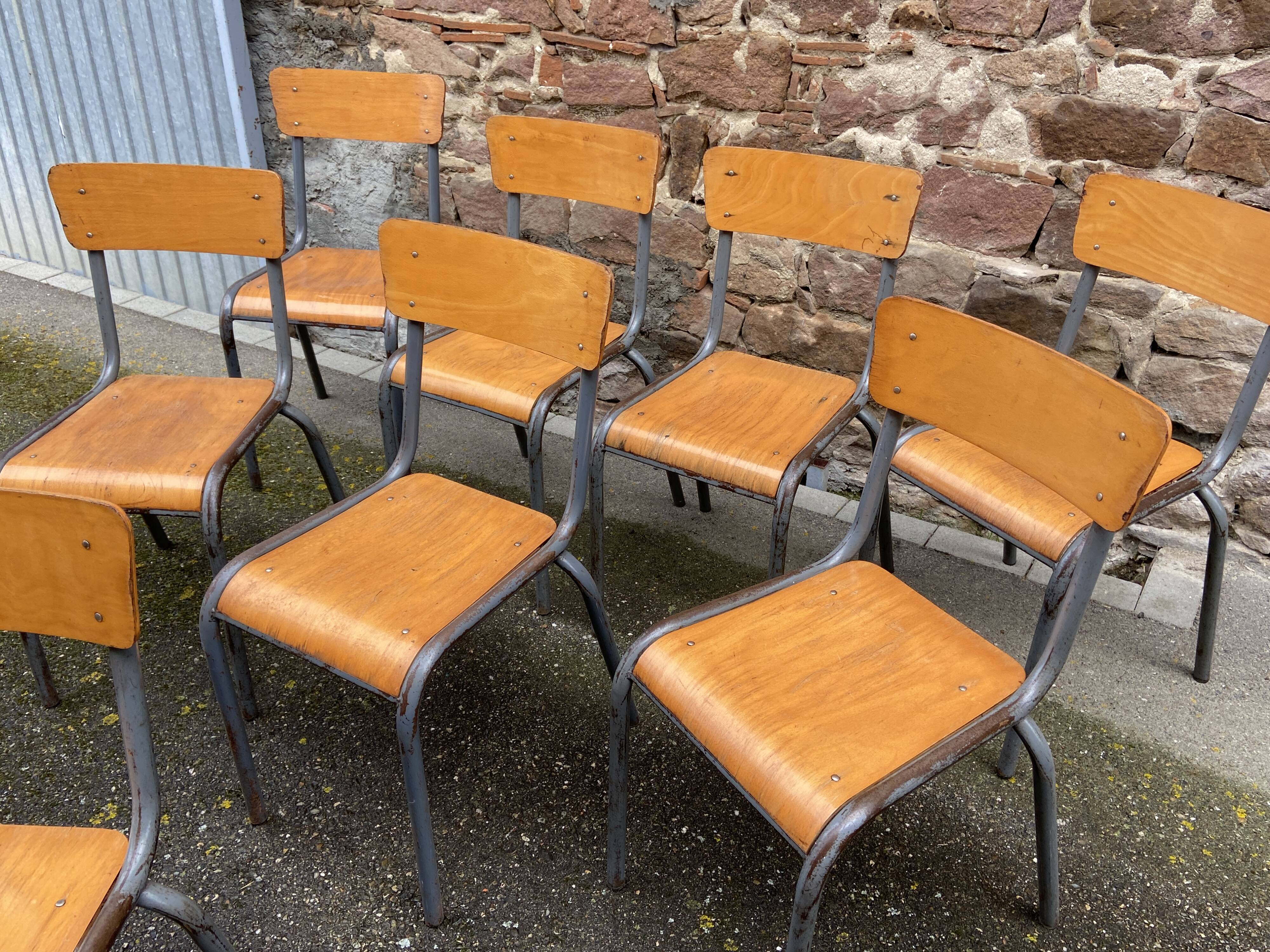 8 vintage industrial school chairs for communities mullca delagrave tube & wood french school chair