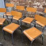 8 vintage industrial school chairs for communities mullca delagrave tube & wood french school chair