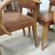 Set of 4 armchairs bridge leather and wood called "moustache" style art deco circa 1940