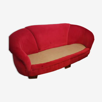 Red velvet art deco sofa