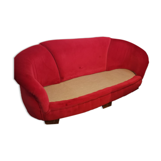 Red velvet art deco sofa