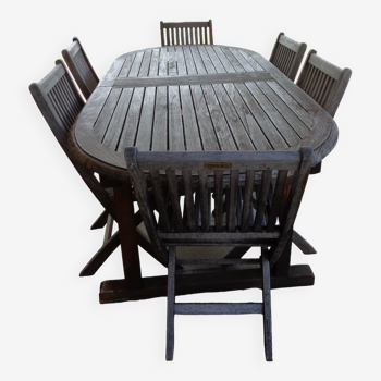 Unopiu outdoor teak table + 10 chairs