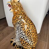 Leopard, Italian sculpture in glazed ceramic.
