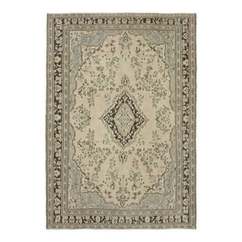 Hand-knotted persian vintage 1970s 246 cm x 346 cm beige wool carpet