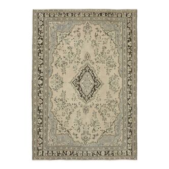 Tapis de laine beige tissé à la main des années 1970 246 cm x 346 cm