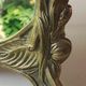 Brass table mirror, art nouveau, lady figurine/foliage, wheat ears