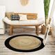 Tapis jute et coton rond noir beige 120 cm