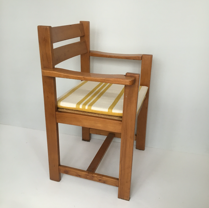 Elm and straw armchair Roland Haeusler for Maison Regain