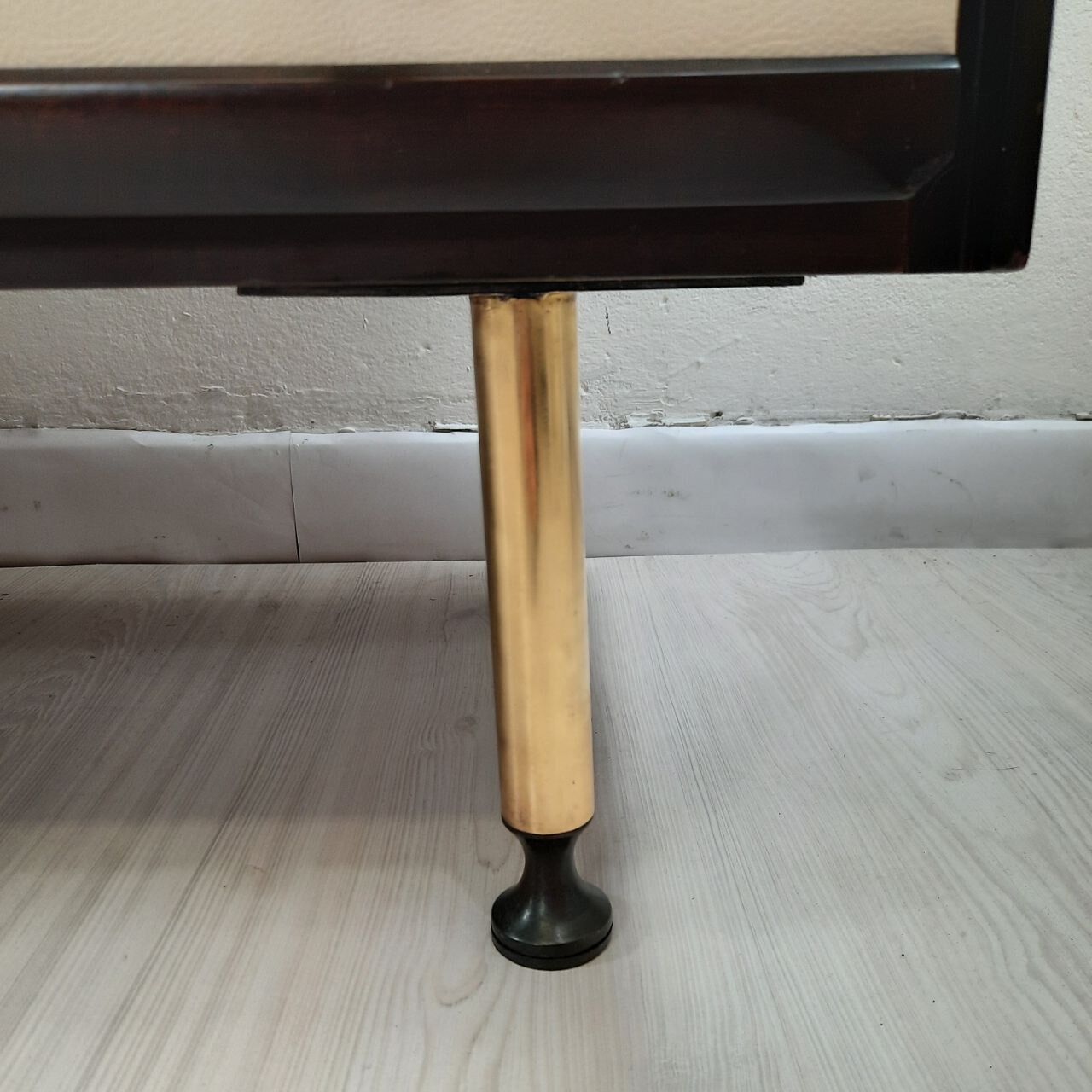 Dresser / chest of drawers and bedside tables - 1960s - faux leather brass