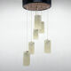 Mid-century cascade wood & crushed plastic pendant light, 1970's