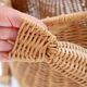 Vintage wicker frog and scoubidou, Olivier Cajan, 1970s