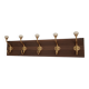 Vintage wall coat rack – 57 cm – 5 metal and ceramic hooks
