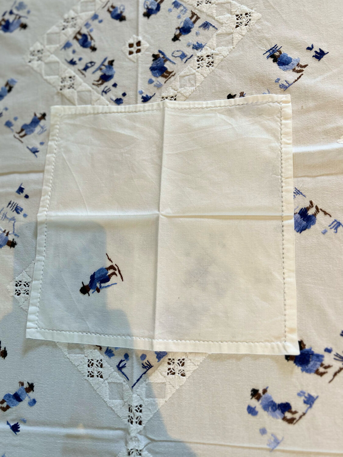 Hand-embroidered tablecloth