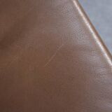 Vintage Mid-Century Danish Modern Brown Leather Swivel Chair and Ottoman