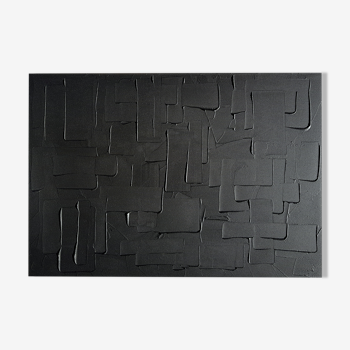 Tableau abstrait peinture monochrome noir