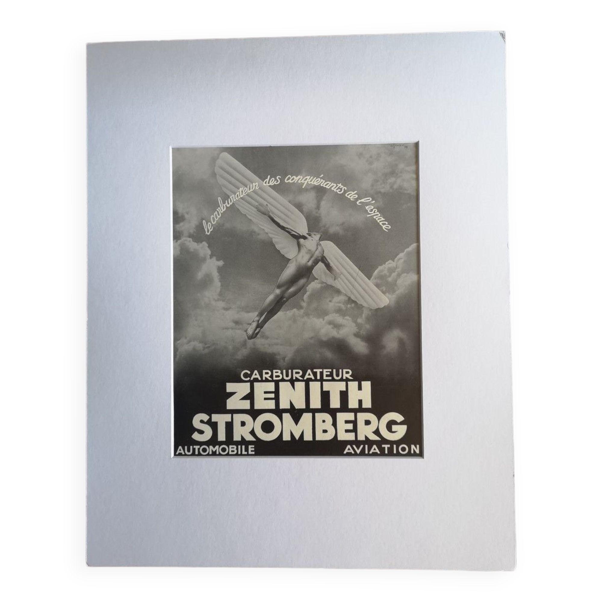 Affiche publicitaire pneus carburateur zenith stromberg - impression originale de 1938