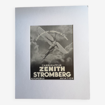 Affiche publicitaire pneus carburateur zenith stromberg - impression originale de 1938