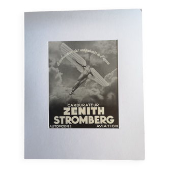 Affiche publicitaire pneus carburateur zenith stromberg - impression originale de 1938