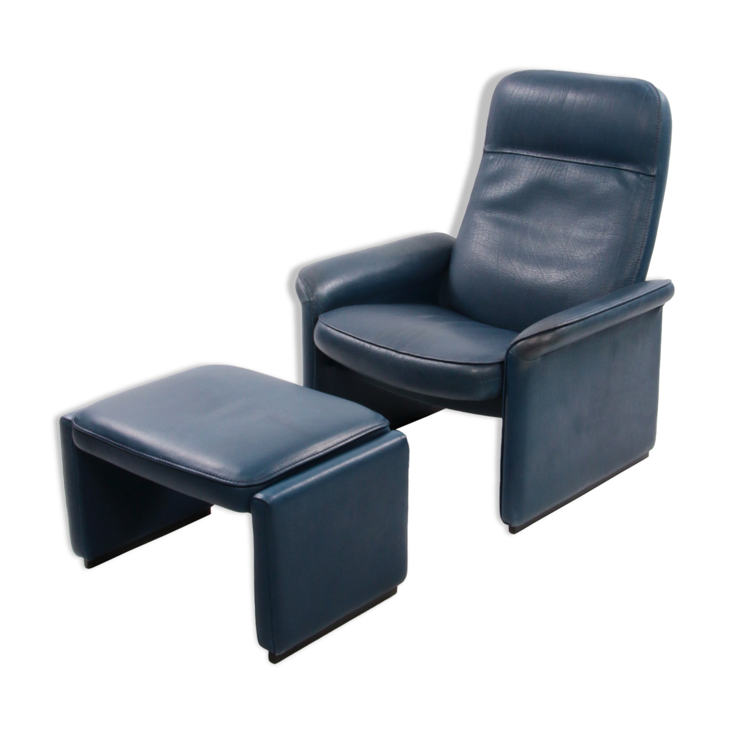 De Sede DS 50 Relax armchair with Hocker leather Petrol colour, 1980 Switzerland