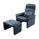 De Sede DS 50 Relax armchair with Hocker leather Petrol colour, 1980 Switzerland