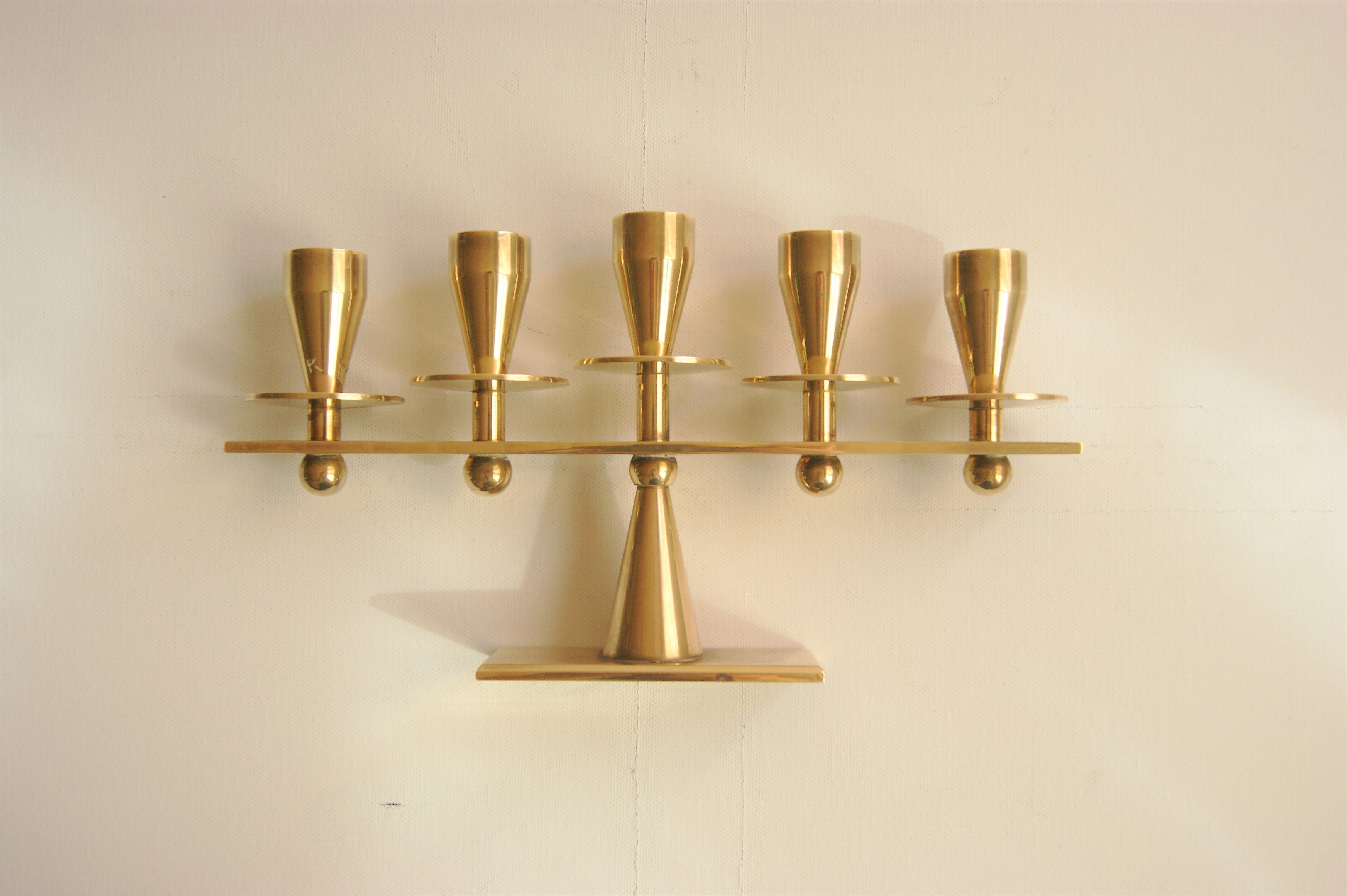 Rare mid-century modern brass candle hold from KARA Denmark 1960s.