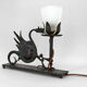 Wrought iron dragon table lamp, circa 1900
