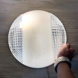 Industrial glass ceiling light, 60s-70s