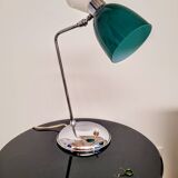 Chrome metal diabolo lamp and green globe