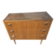 in golden oak veneer. Original handles in gold metal.