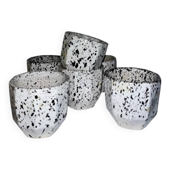 6 speckled ceramic coffee cups