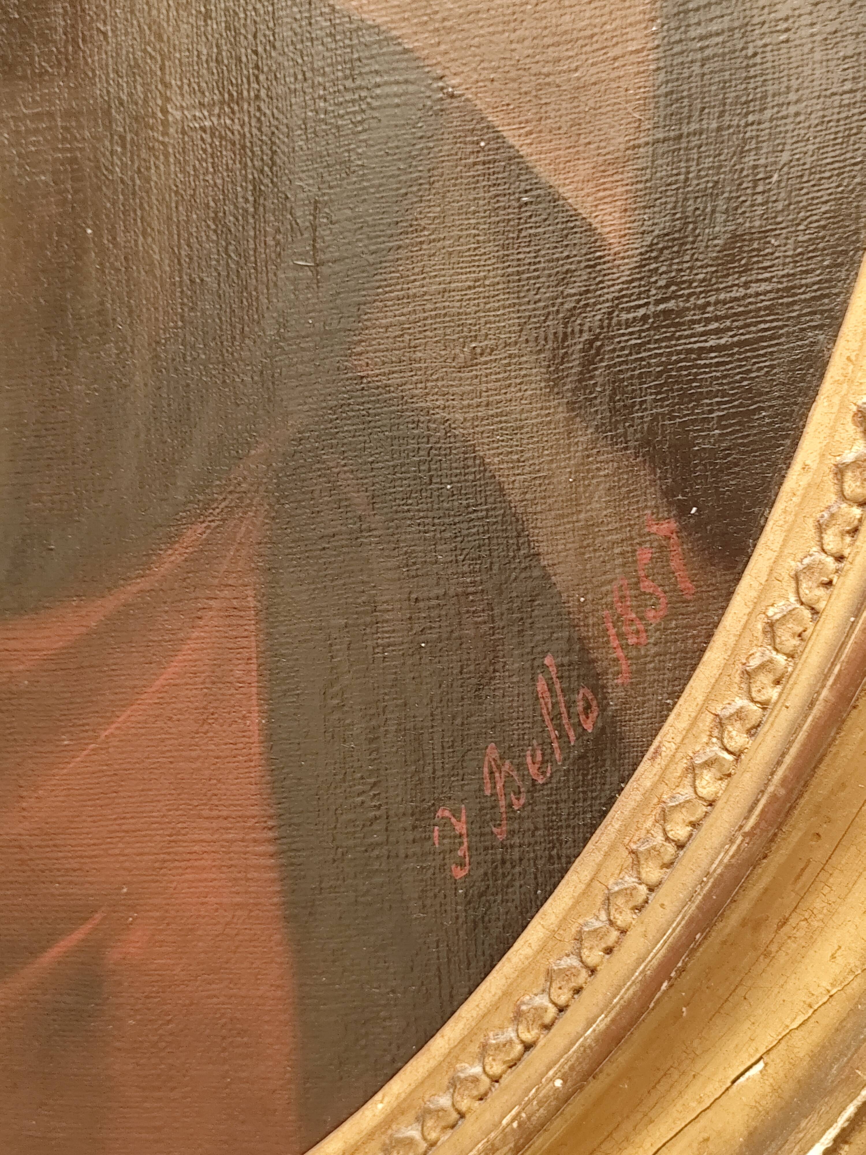 Superb old Italian school portrait of pious reading Fortunato Bello