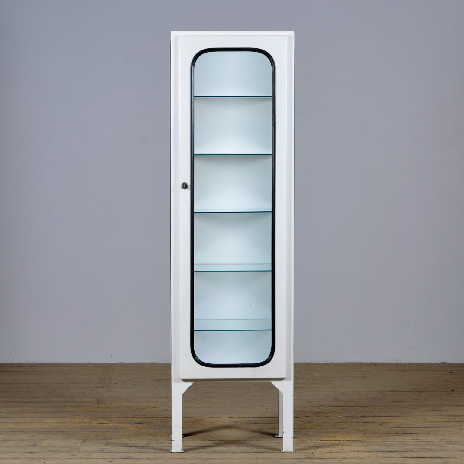 Vintage Iron And Glass Medical Cabinet, 1970s