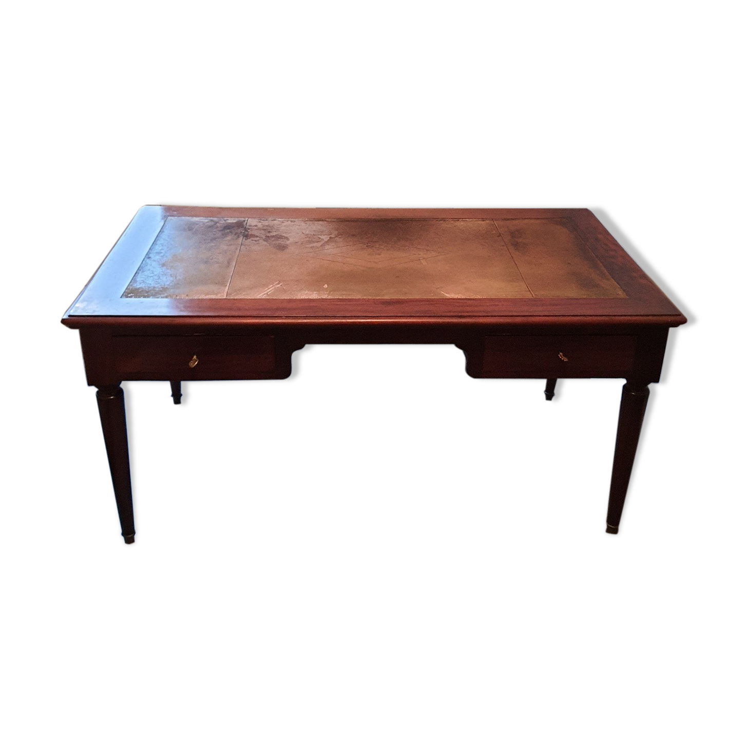 Mahogany desk on leather
