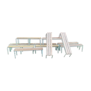 Lot de 11 bancs d'école