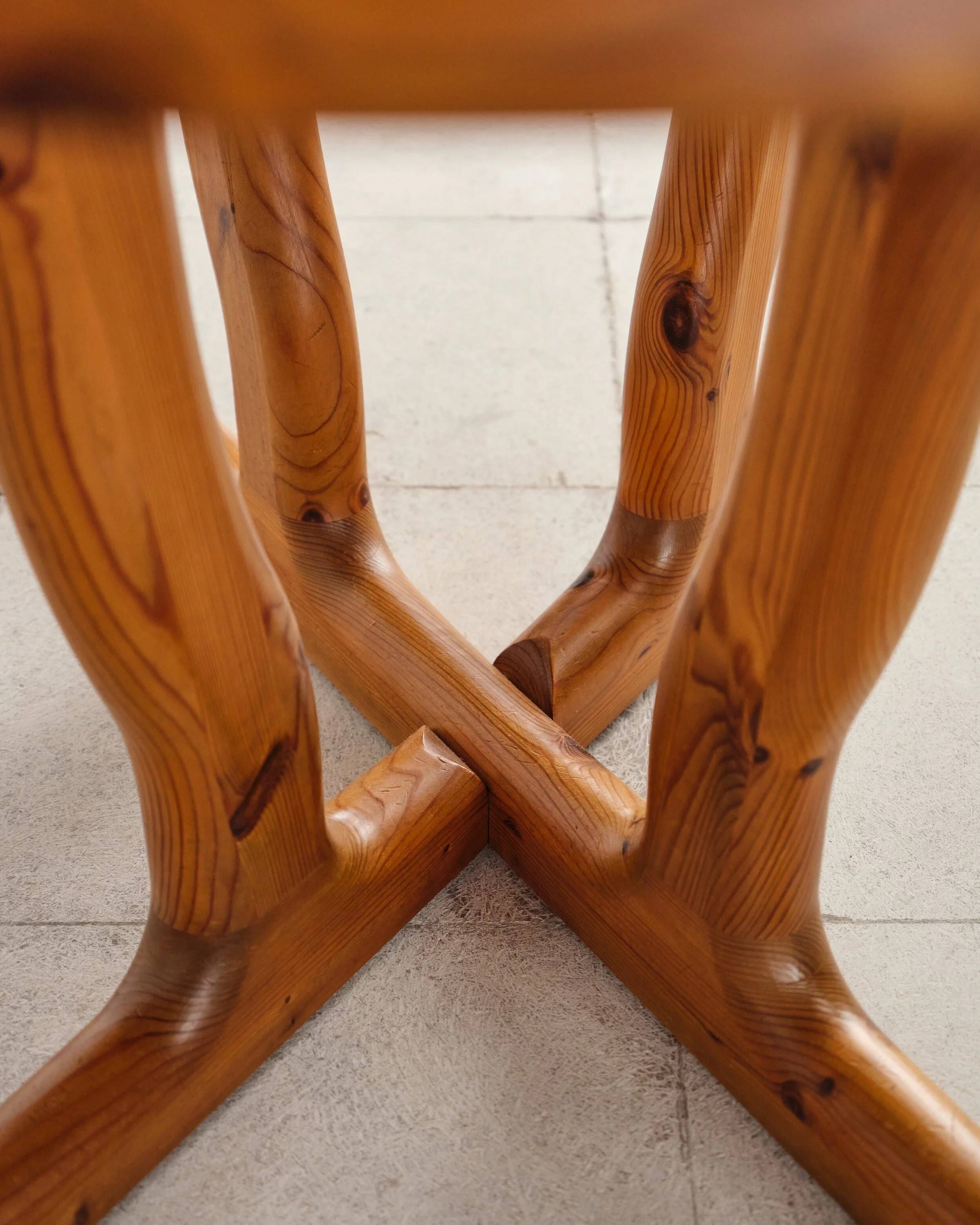 Brutalist extendable table in pine, Rainer Daumiller, Denmark, 1970s.