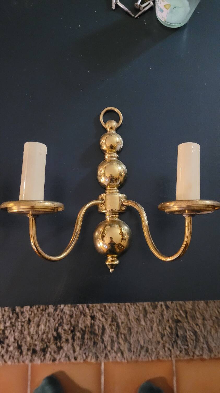Pair of brass wall lights