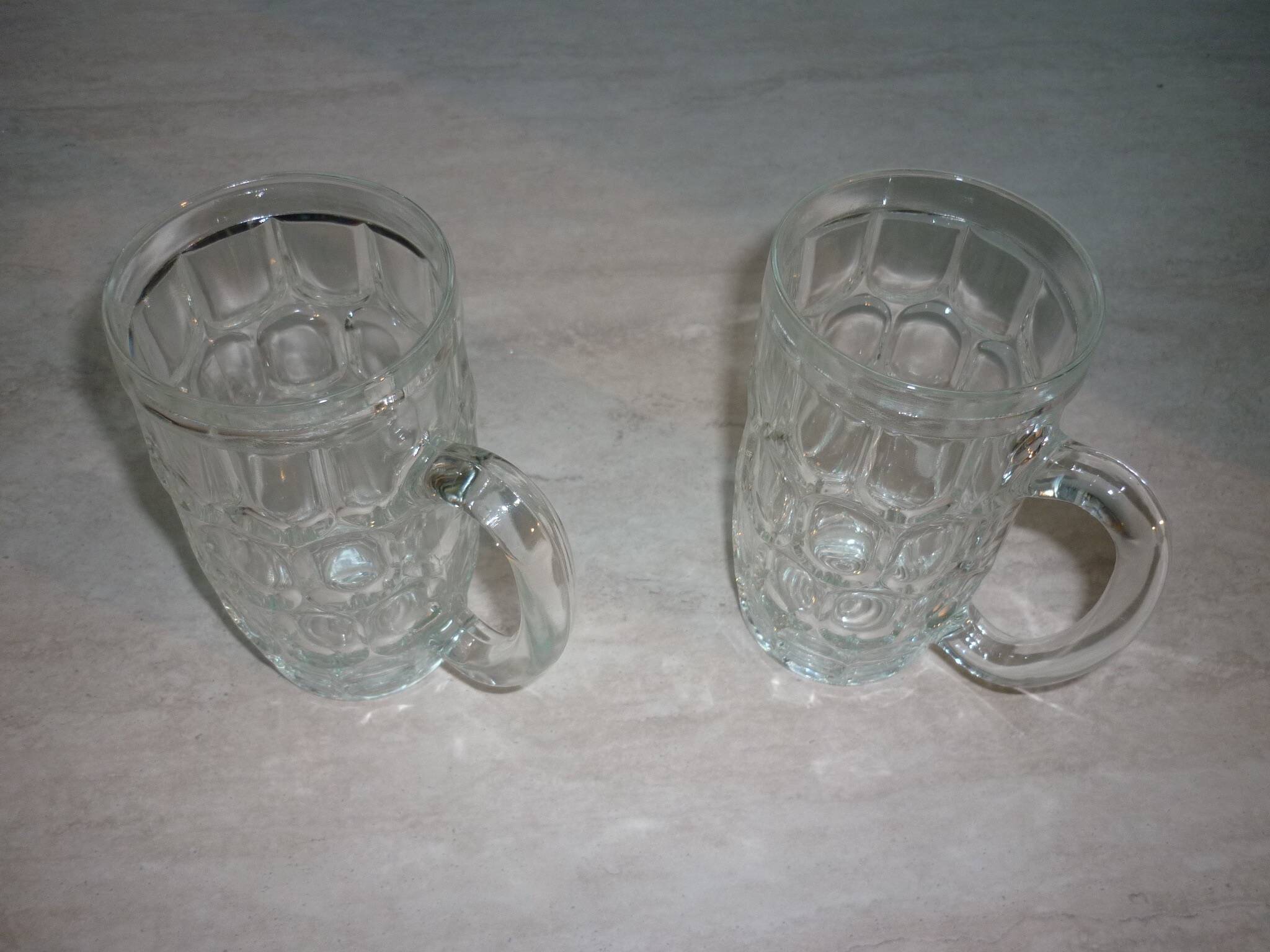 Large glass beer mugs