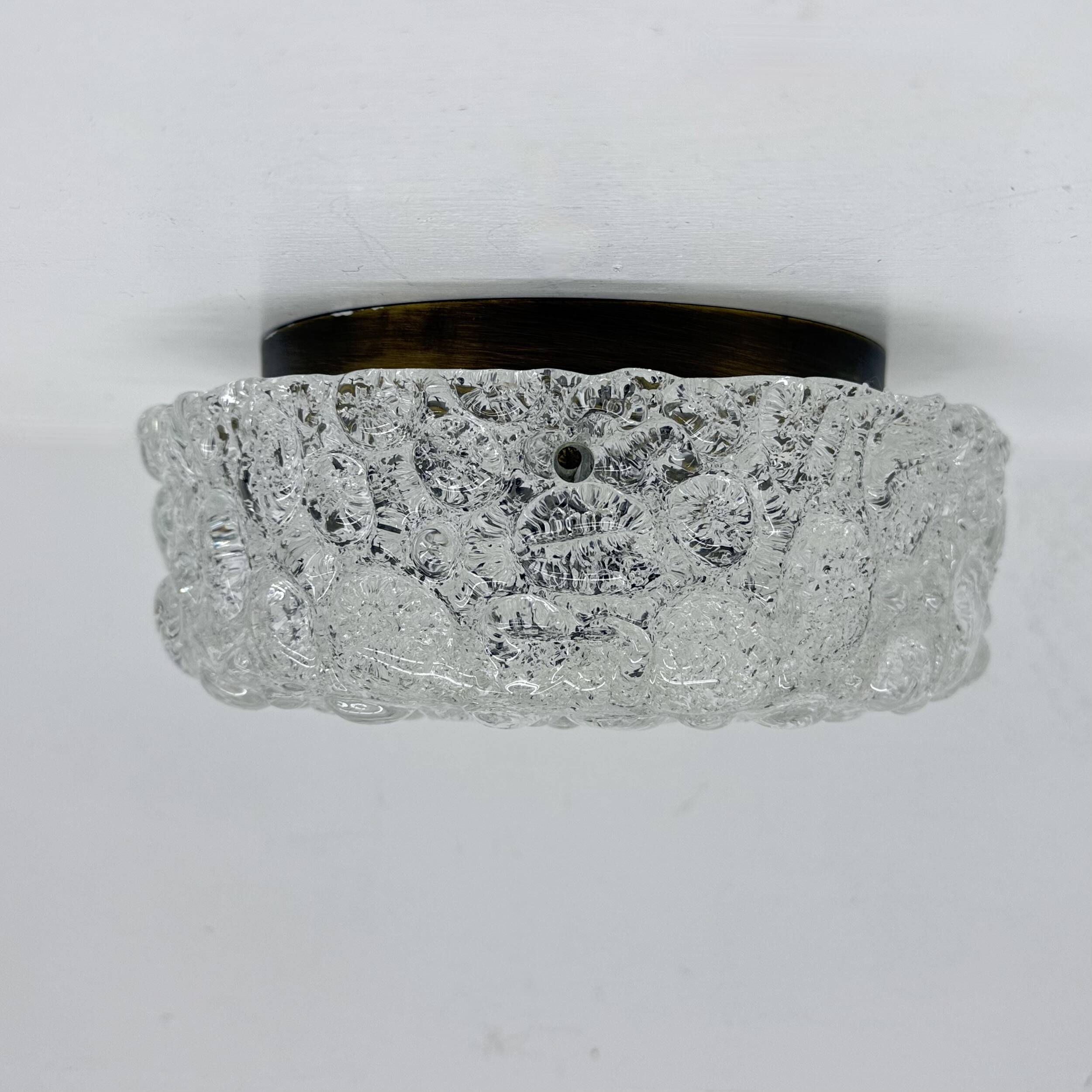 Lampe de plafond en verre Murano à bulles Hillebrand, années 1970, Allemagne