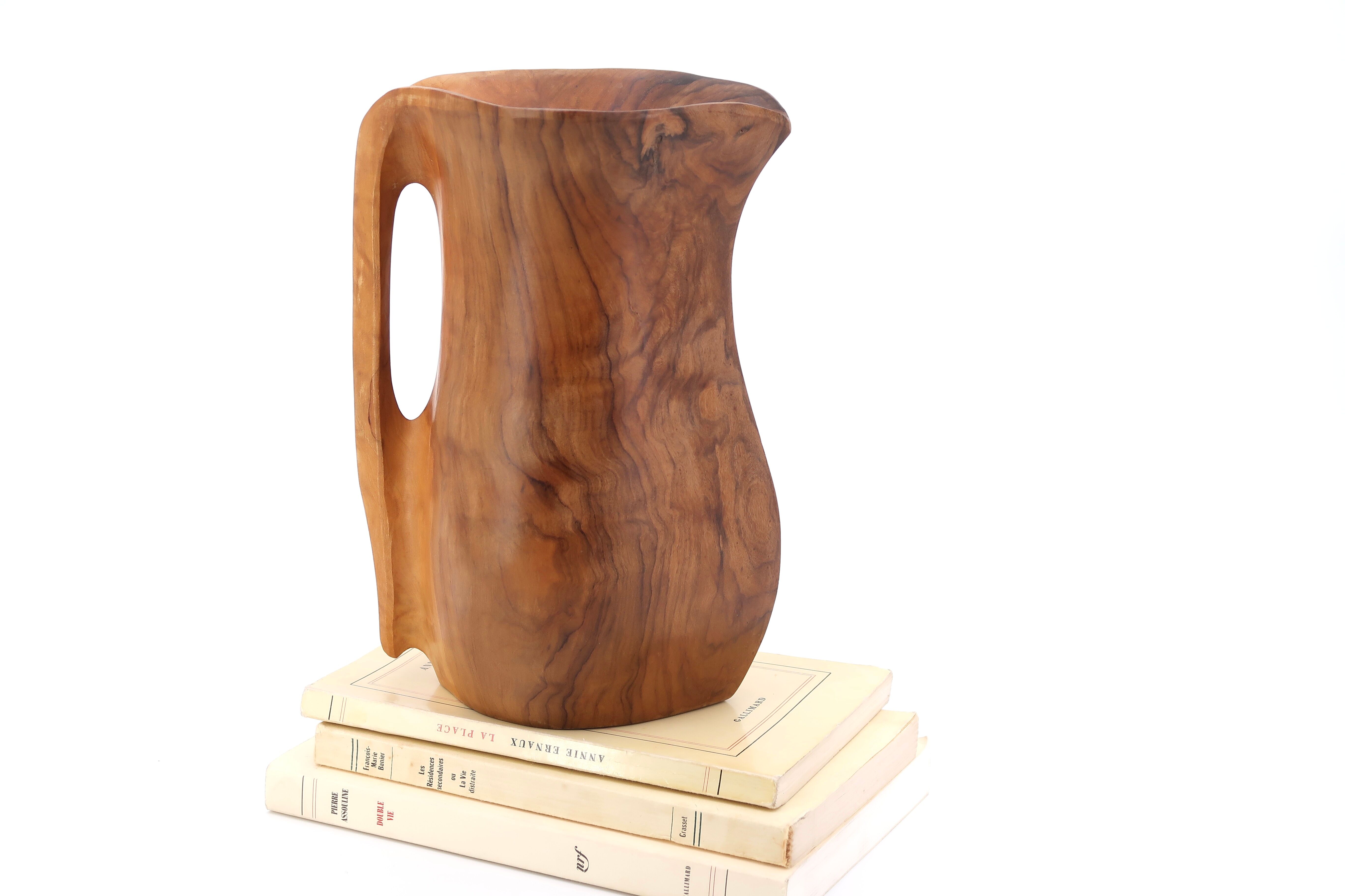 Sculptural wooden pitcher, 60s