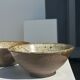 Duo of ceramic bowls interior glazed exterior matt raw earth