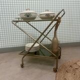 Desserte vintage laiton et verre