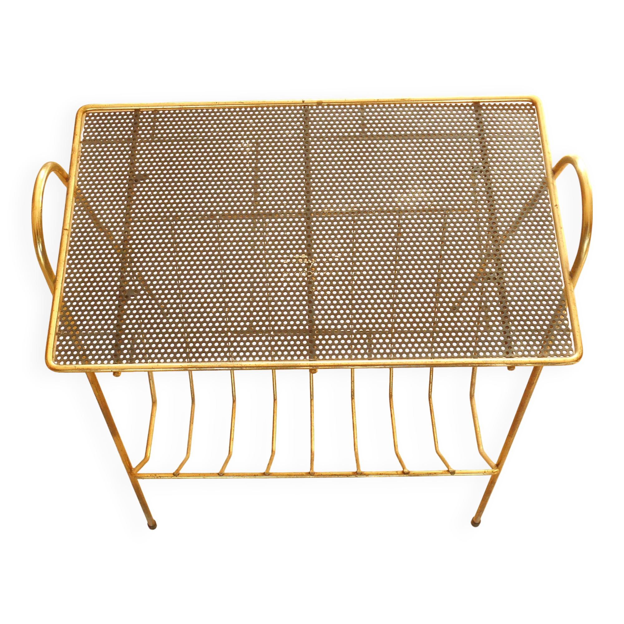 Vintage 60s End Table Magazine Rack Matégot Style
