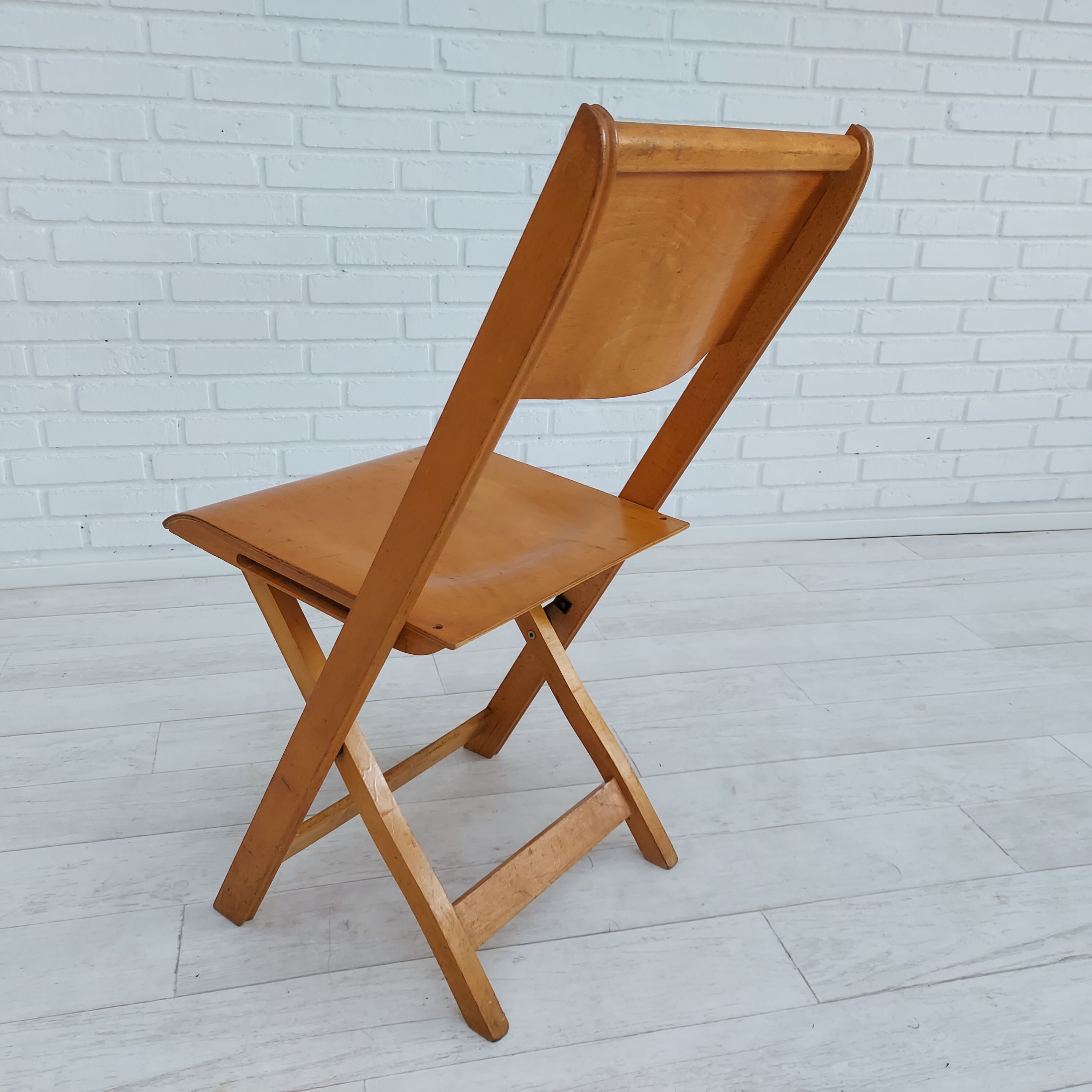 60s, Danish design, set of 3 pcs folding chairs, plywood