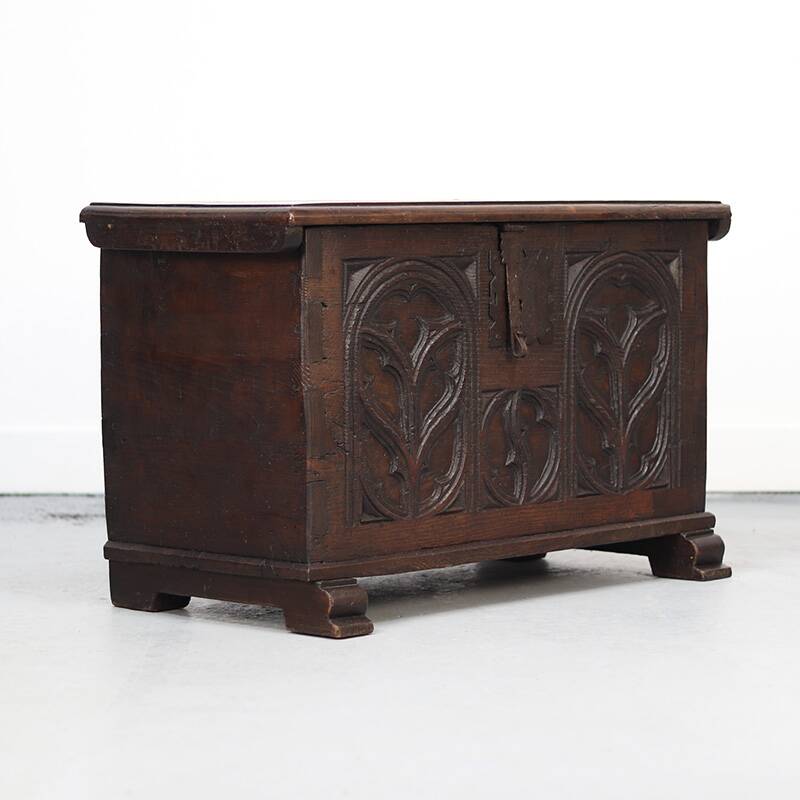 Spanish Gothic chest in old oak